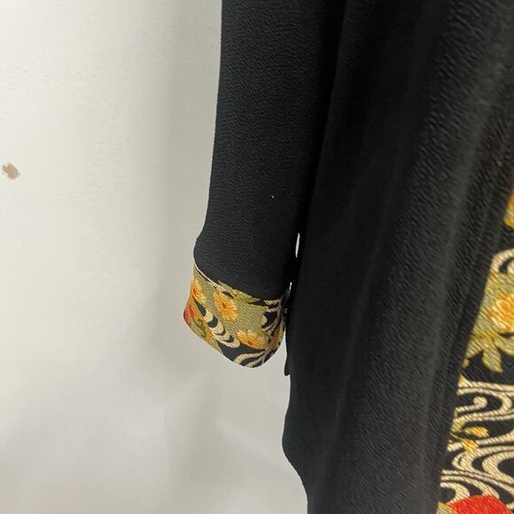 Soft Surroundings Jacket Blazer size Large Black Red Floral Oriental Stretch - Picture 7 of 10